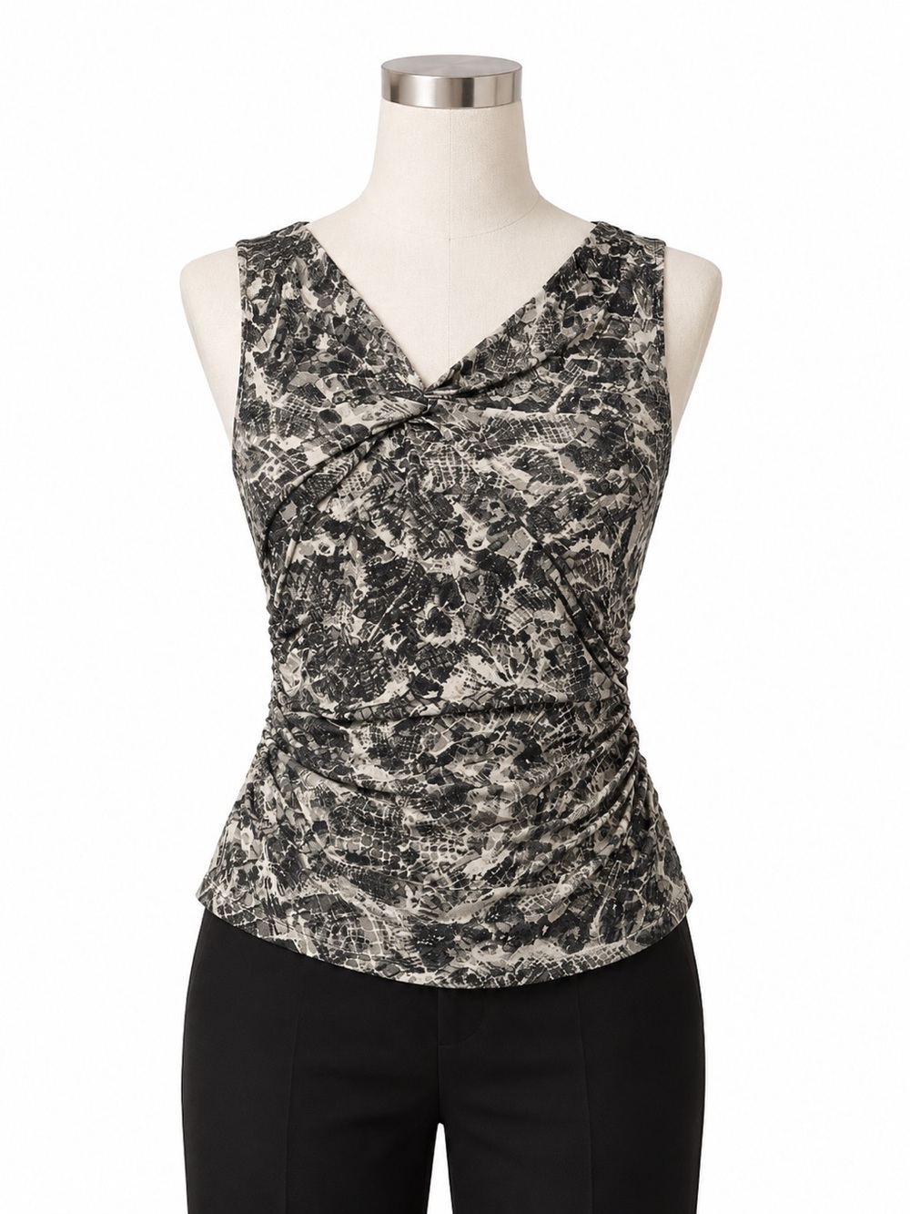 Ann Taylor XL Snake Animal Print Twist Front Ruched Career Blouse